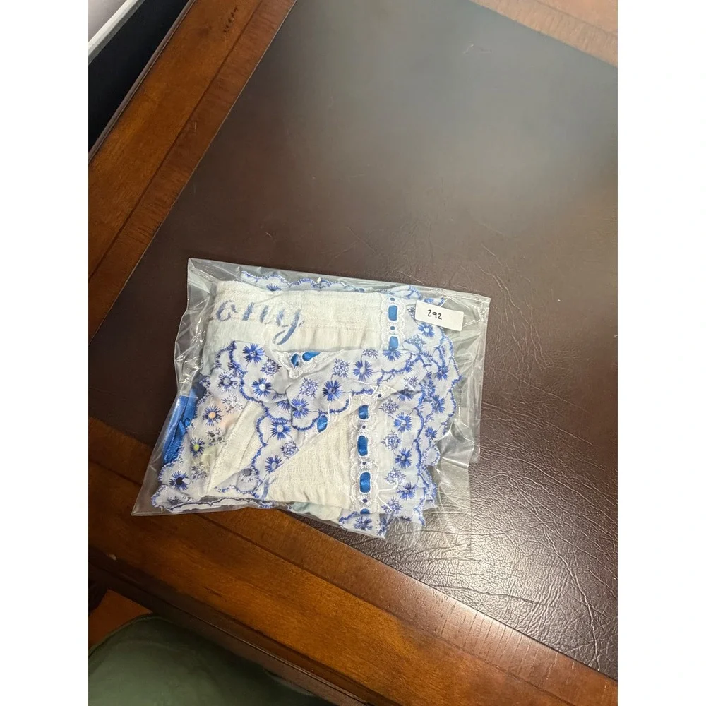 Vintage Antony Personalized Baby Burp Cloth and Towel Set Blue Eyelet Lace Trim